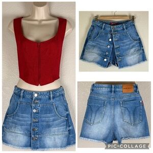 Miss Sixty Vintage Y2K Micro Mini Denim Skirt/Skorts, size 26 / XS